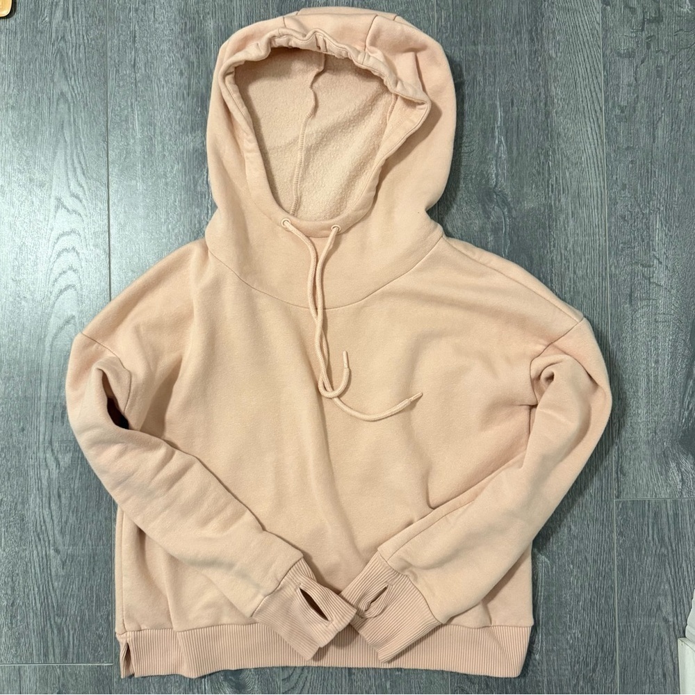 90 Degree by Reflex Hoodie Pink Fleece Thumbhole Pullover Womens Small - Picture 4 of 5